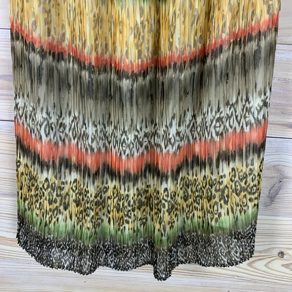 Alfred Dunner Broom‎ Skirt Womens 16 Multicolor Animal Print Pleated Maxi Boho